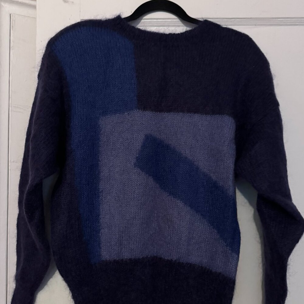 Rare Christian Dior Vintage 80s Colorblock Kid Mohair Sweater
